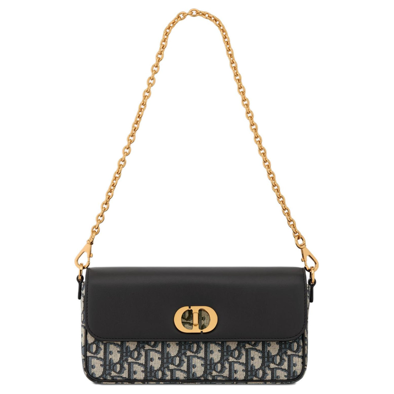 DIOR 30 Montaigne Jacquard With Calfskin Shoulder Bag Crossbody Bag Mini Women's Blue & Black