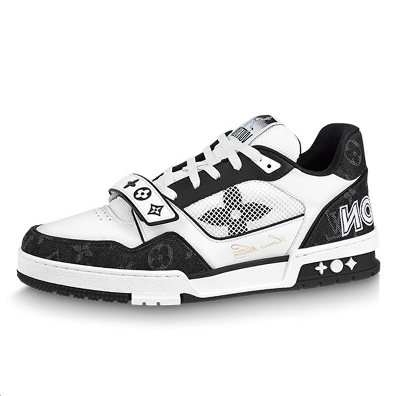 LOUIS VUITTON Trainer Mid-Top Skateboard Shoes Women's Black White