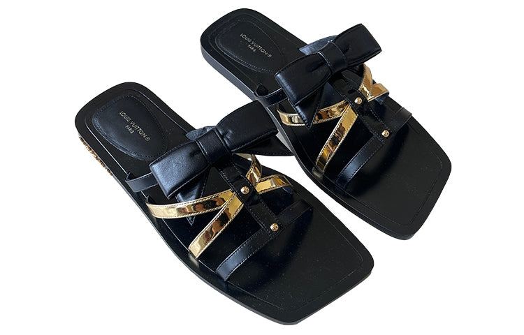 LOUIS VUITTON Peplum Sandals 'Black Gold' Women's