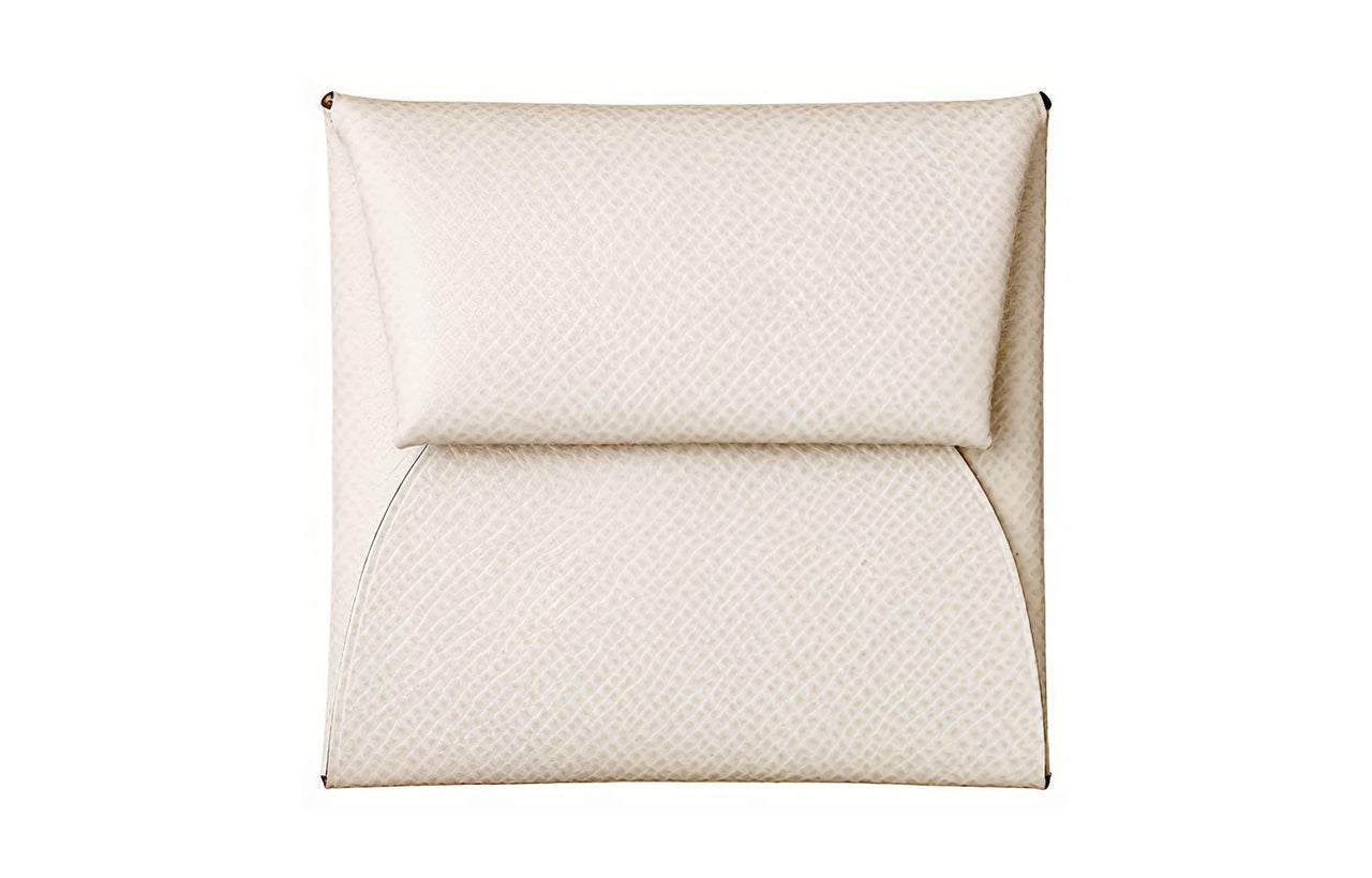 HERMES Epsom Calfskin Card Holder, Coin Purse Women's 10 Craie Milkshake White