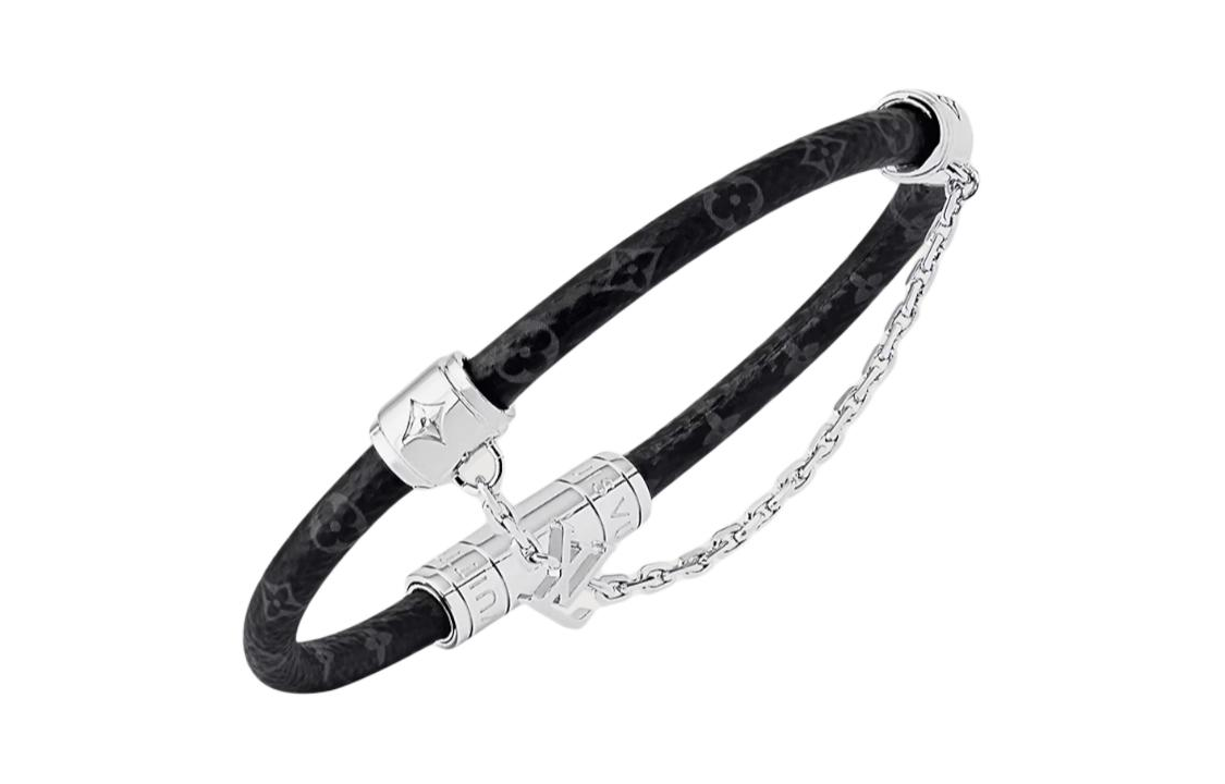 LOUIS VUITTON Canvas Metal Bangles Unisex Black