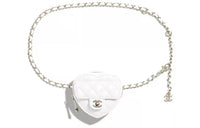 CHANEL Cow Leather Heart Bag Fanny Pack Mini Women's White