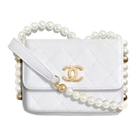 CHANEL Calfskin Card Sleeve Bag Shoulder Bag Crossbody Bag Women's White