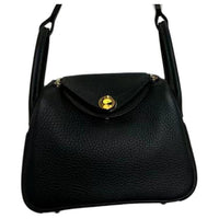 HERMES Lindy Clemence Bullock Leather Handbag Shoulder Bag Crossbody Bag Mini Women's 67 Vert Fonce Dark Green
