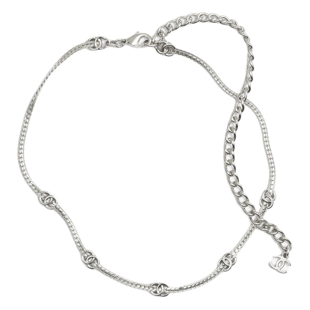 CHANEL Metal Necklaces Women's Silver