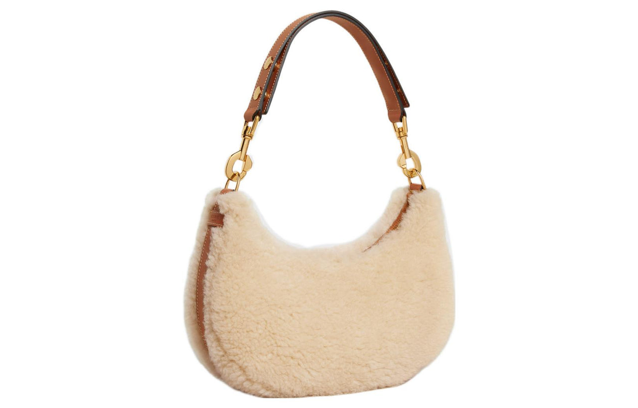 CELINE AVA Wool With Cow Leather Shoulder Bag Handbag Shoulder Bag Women's Beige/Tan