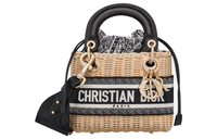 DIOR Lady D-Lite Wicker With Canvas Dior Bag Shoulder Bag Crossbody Bag Handbag Mini Women's Black/White