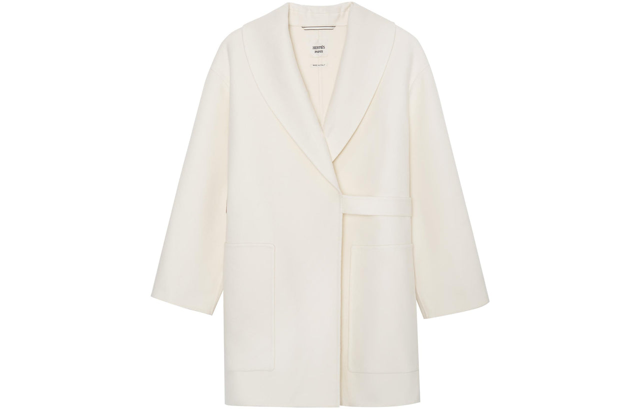 HERMES Coats Women's Spring Coat Ecru