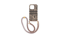 DIOR DiorTravel Calfskin IPHONE 14 PRO Cell Phone Pouch Women's Beige & Black