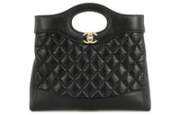CHANEL Cow Leather Shoulder Bag Crossbody Bag Handbag Mini Unisex Black