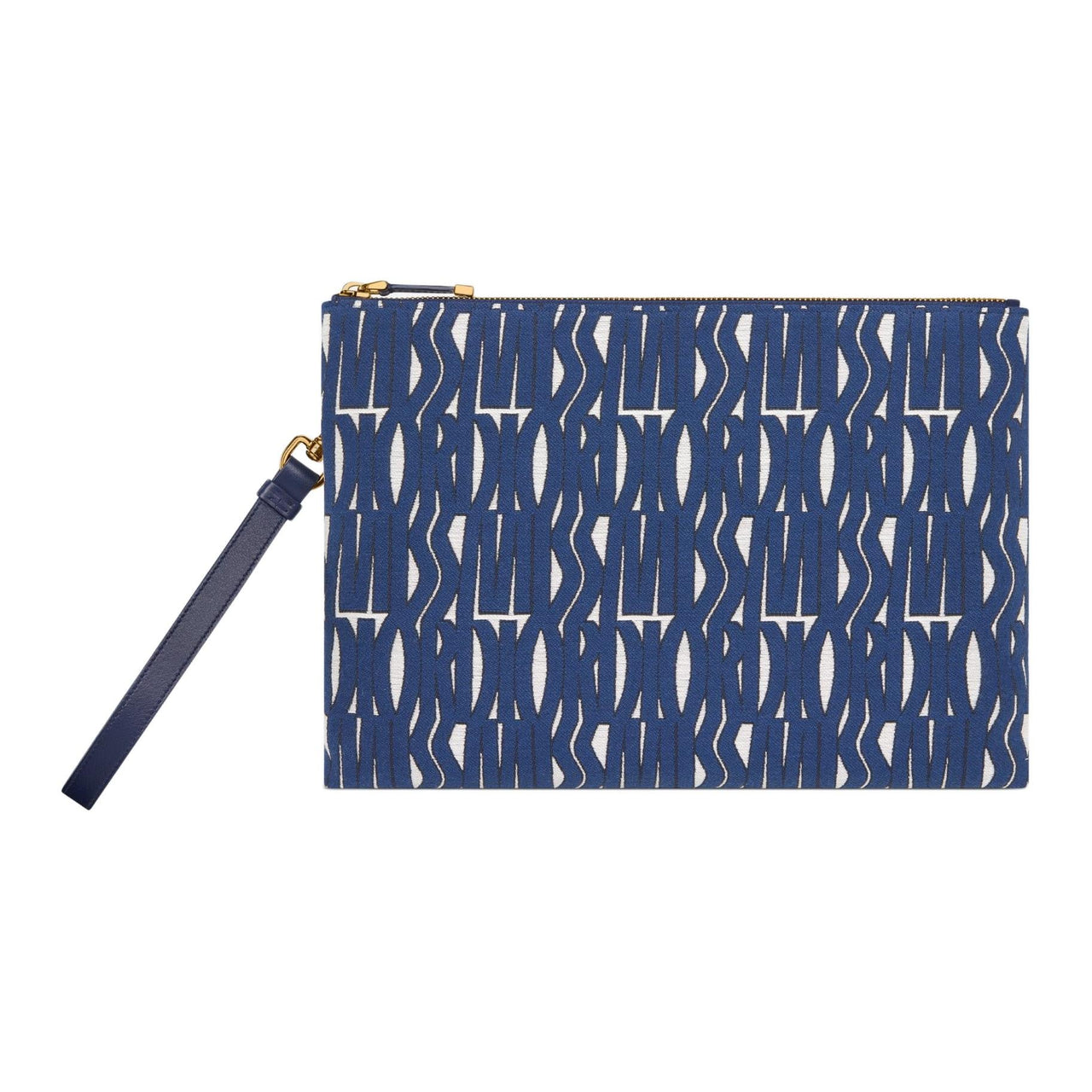 DIOR Cotton With Cow Leather Clutch Women's White & Blue