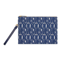 DIOR Cotton With Cow Leather Clutch Women's White & Blue