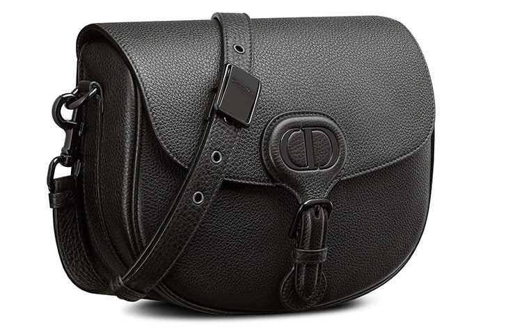 DIOR Bobby Grained Calfskin Shoulder Bag Crossbody Bag Medium Size Women's Pure Black