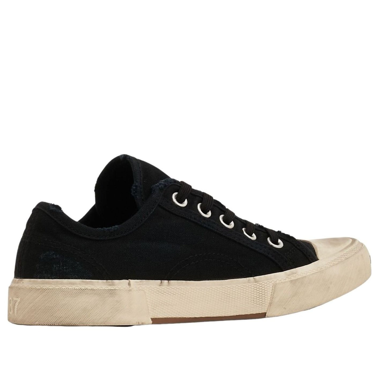 (WMNS) Balenciaga Paris Low Top Sneakers 'Black Destroyed Cotton and White Rubber' 688757W3RC21090