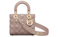 DIOR Lady DiorMy ABCDior Lambskin Shoulder Bag Crossbody Bag Handbag Small Size Women's Taupe