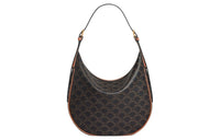CELINE Cow Leather Handbag Shoulder Bag Women's Tawny