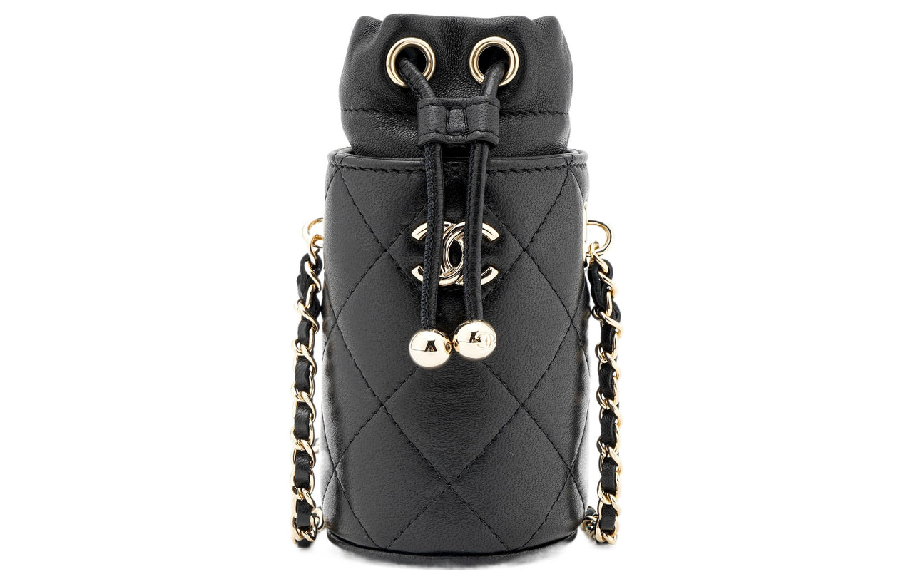 CHANEL Lambskin Bucket Bags Shoulder Bag Crossbody Bag Mini Women's Black