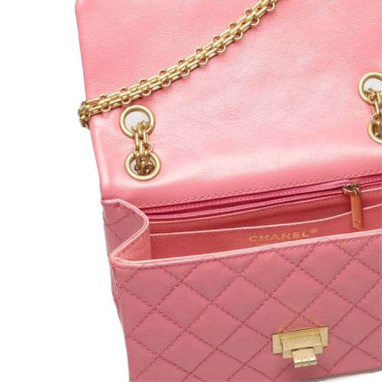 CHANEL 2.55 Calfskin Shoulder Bag Crossbody Bag Mini Women's Coral Pink