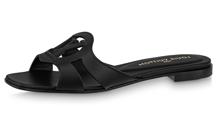 LOUIS VUITTON Abrasion-Resistant Slide Slippers Women's Black