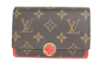 LOUIS VUITTON Flore Monogram Canvas Wallet Women's Red & Brown