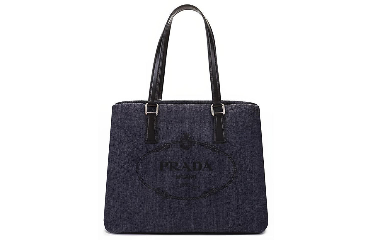 PRADA Fabric One Shoulder Handbags Women's Denim Blue