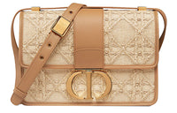 DIOR 30 Montaigne Collection Cow Leather Shoulder Bag Crossbody Bag Women's Gold/Tawny