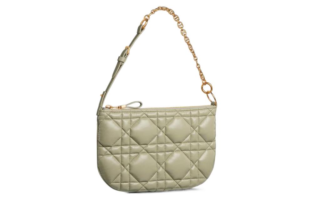 DIOR Caro Cow Leather One Shoulder Handbags Mini Women's Green