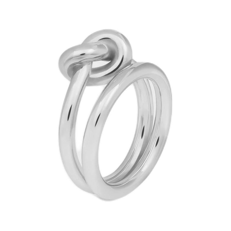 CELINE Knot Double Ring In Brass With Rhodium Finish