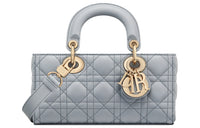 DIOR Lady D-JOY Sheepskin Daisie Bag Shoulder Bag Crossbody Bag Handbag Small Size Women's Gray