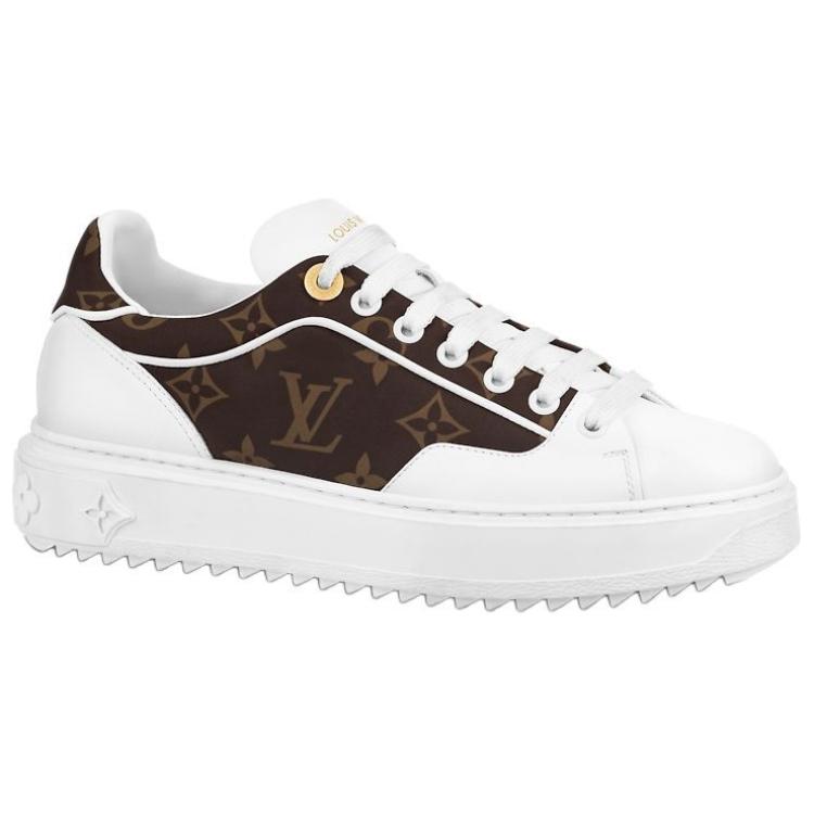 LOUIS VUITTON Time Out Sneakers 'White With Brown Monogram' Women's