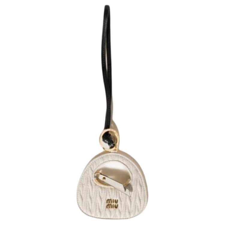 MIU MIU Wander Collection Matelassé Sheepskin Bag Charm Bag Merch Women's White