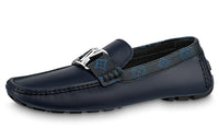 LOUIS VUITTON Lv Monte Carlo Moccasin Shoes 'Navy With Monogram Collar'