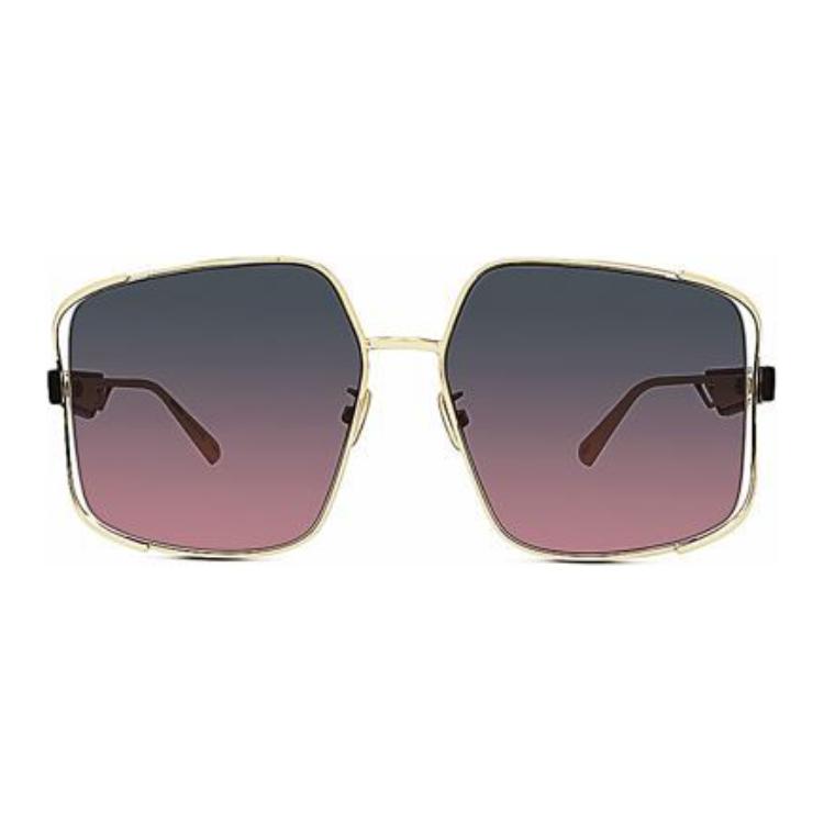 DIOR Metal Irregular Shape Sunglasses Women's Gold