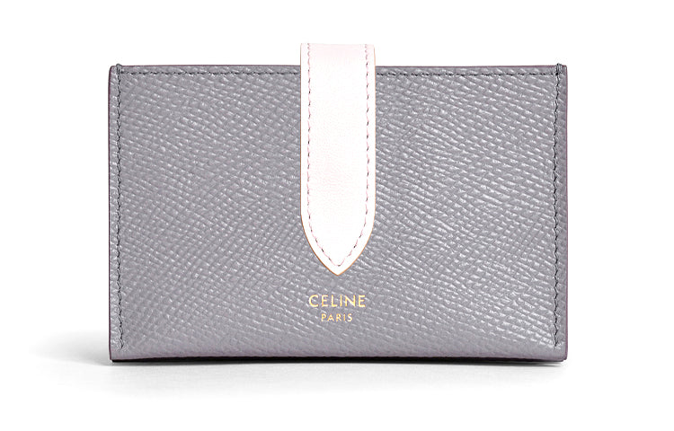 CELINE Cow Leather Card Holder Women's Eggshell Gray/Light Pink