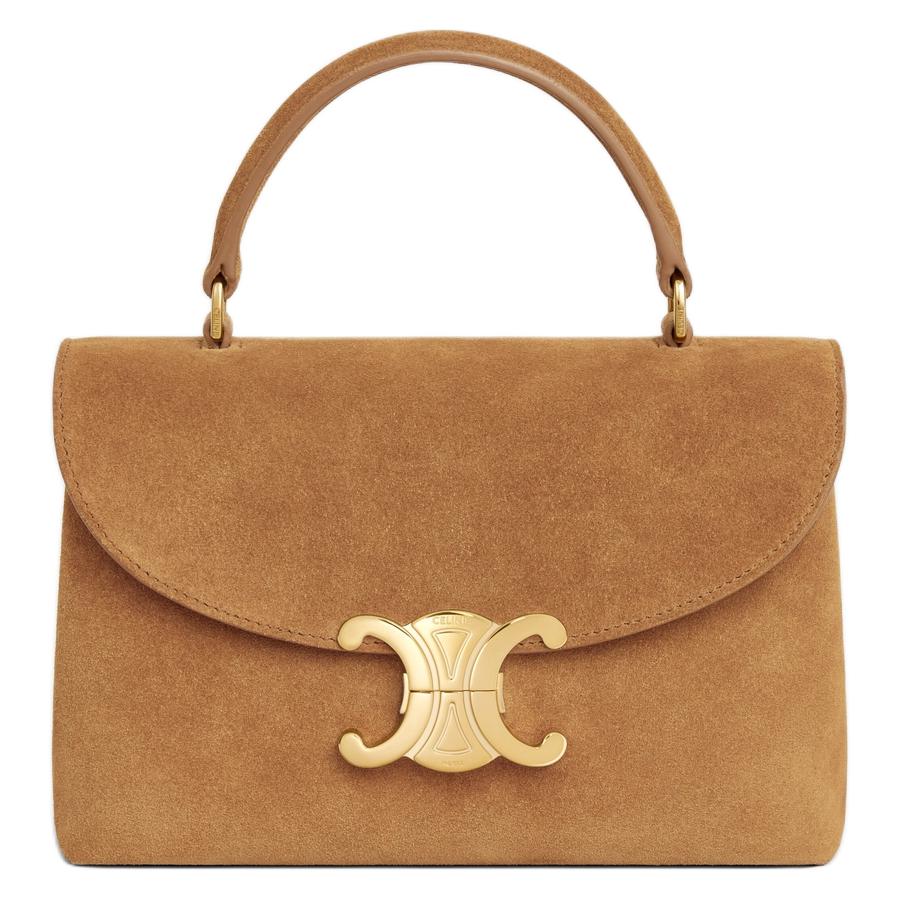 CELINE Suede Calfskin Shoulder Bag, Crossbody Bag, Handbag Women's Brown