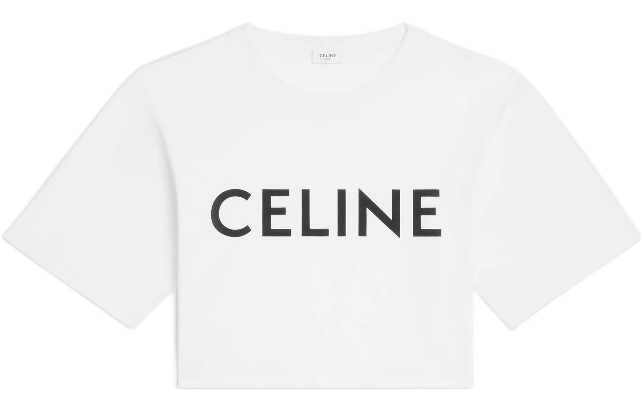 CELINE Cotton Jersey Cropped Ecru/Black