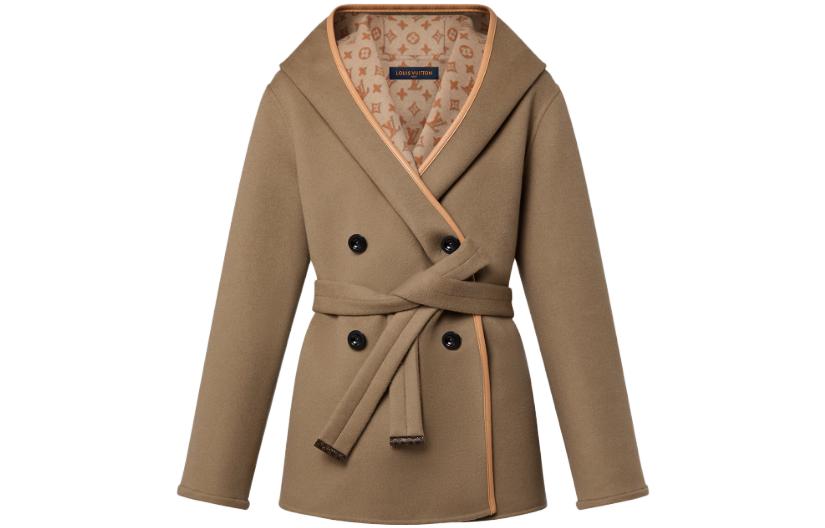 LOUIS VUITTON 1ABT6Z 3D Monogram Double-Breasted Wrap Coat