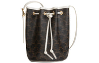 CELINE Triomphe Canvas With Calfskin Bucket Bag Portable Crossbody Bag Shoulder Bag Women's Black