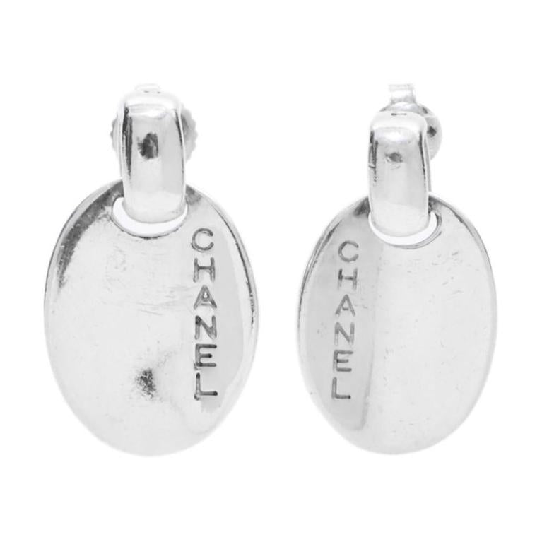 CHANEL 2000s Logo-engraved Drop Earrings