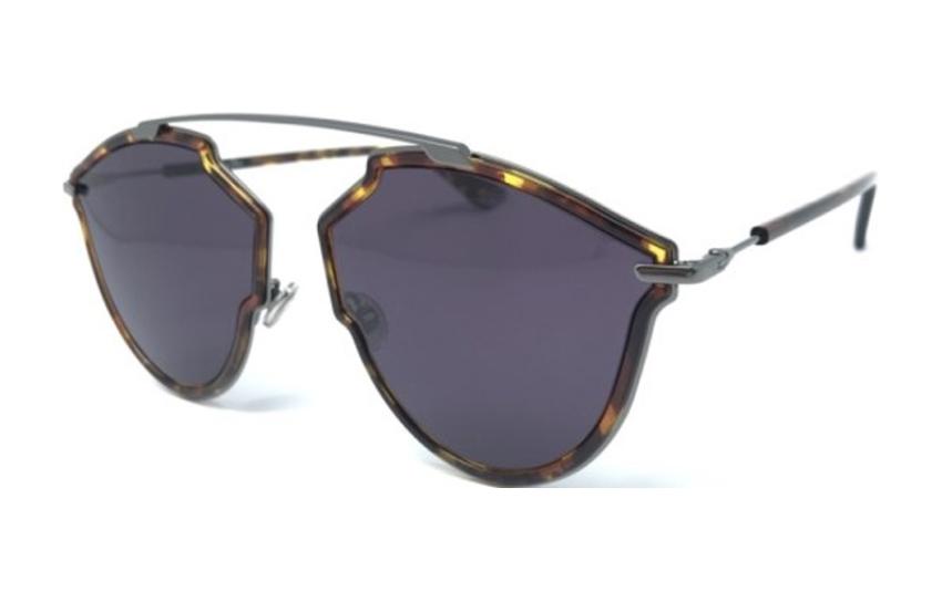 DIOR Metal Irregular Shape Sunglasses Women's Tortoiseshell