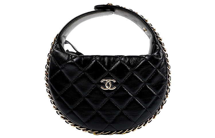 CHANEL Sheepskin Handbags Clutches Mini Women's Black