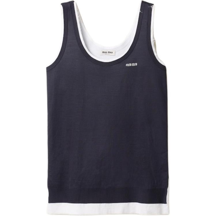 MIU MIU Logo Embroidered Sleeveless Dress