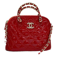 CHANEL Patent Leather Calfskin One Shoulder Crossbody Portable Clutch Regular Women's Rogue Red