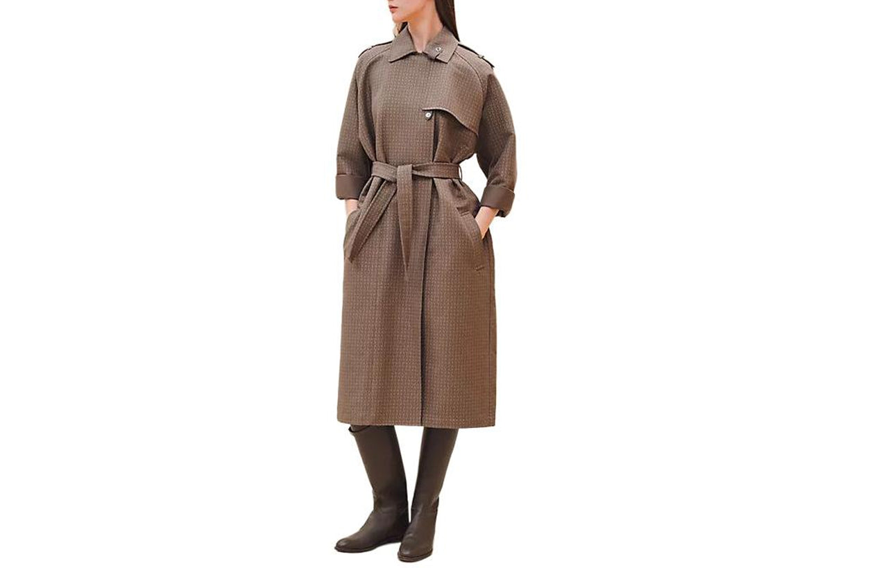 HERMES Trench Coat Women's Gray