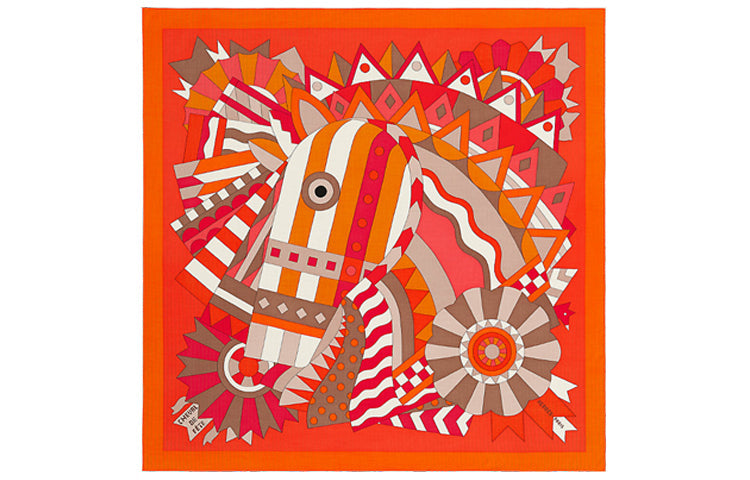 HERMES Silk Scarves Women's Orange Vermilion