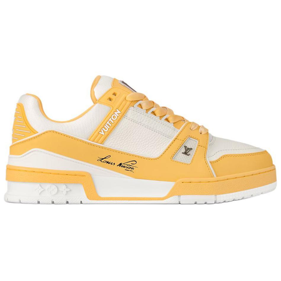 LOUIS VUITTON Trainer Low-Top Skateboard Shoes Women's Yellow White
