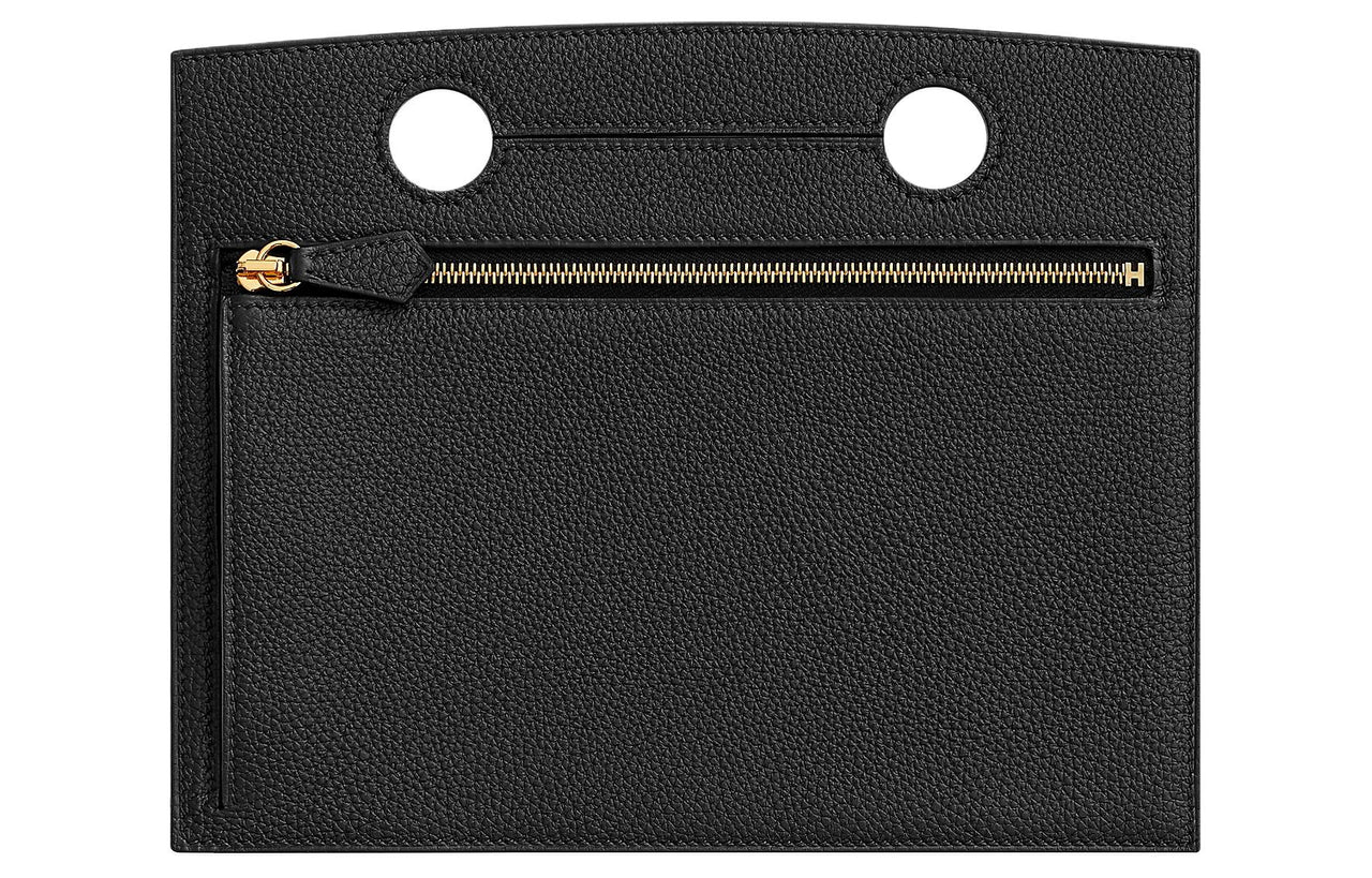 HERMES Backpocket Togo Calfskin Clutch Women's 89 Noir Black
