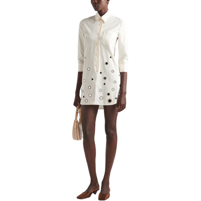 PRADA Appliqué-Detailed Button-Up Shirtdress