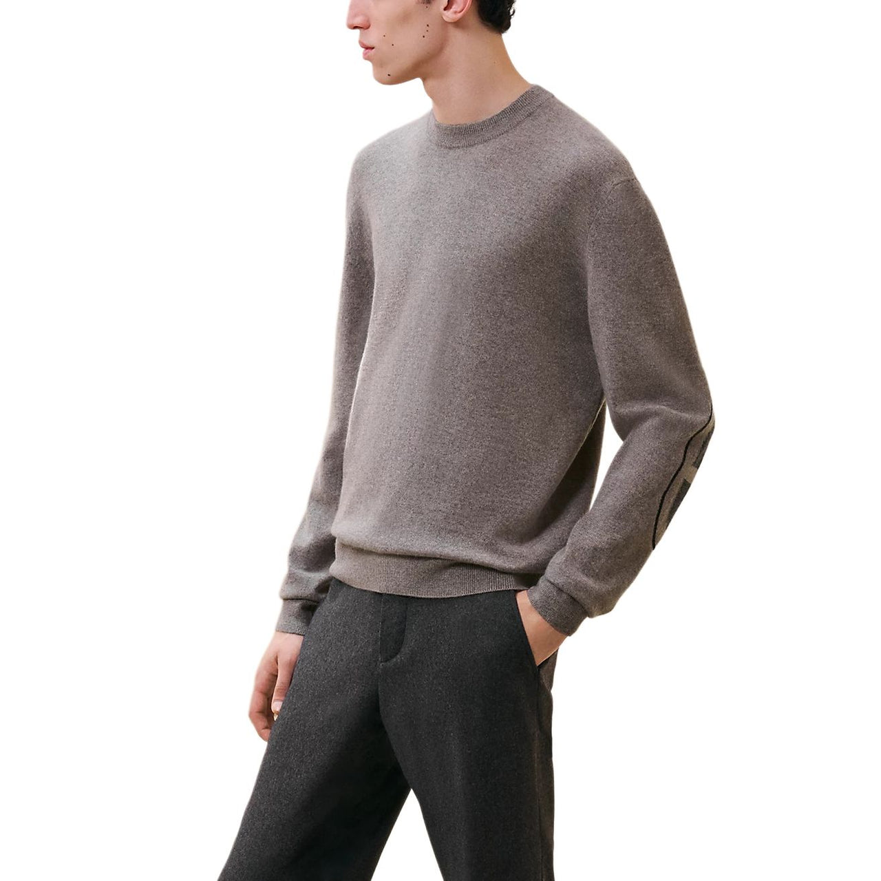 HERMES Cashmere Sweater Men's Light Gray