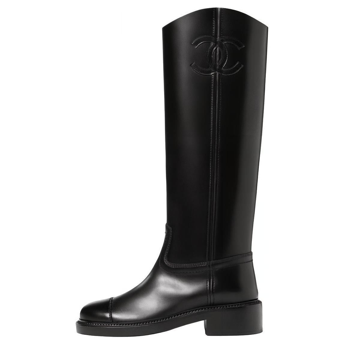 CHANEL Knee-high Boots Women's Black